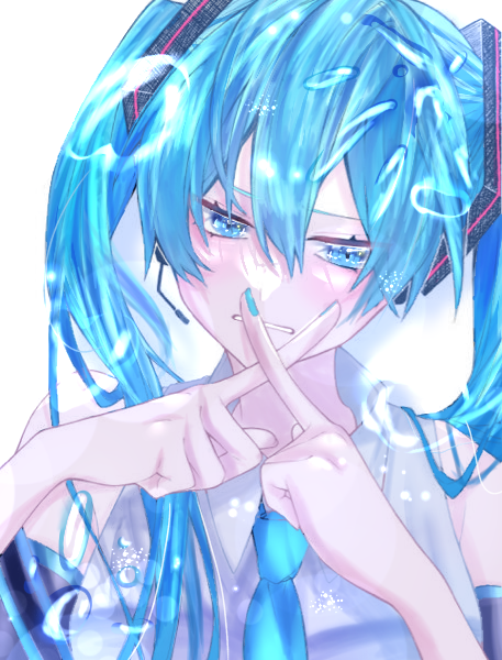 フリー線画塗ってみた【初音ミク🩵💦】