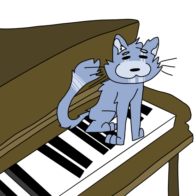 Cat on piano