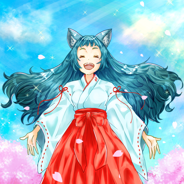 巫女×狐　色塗り