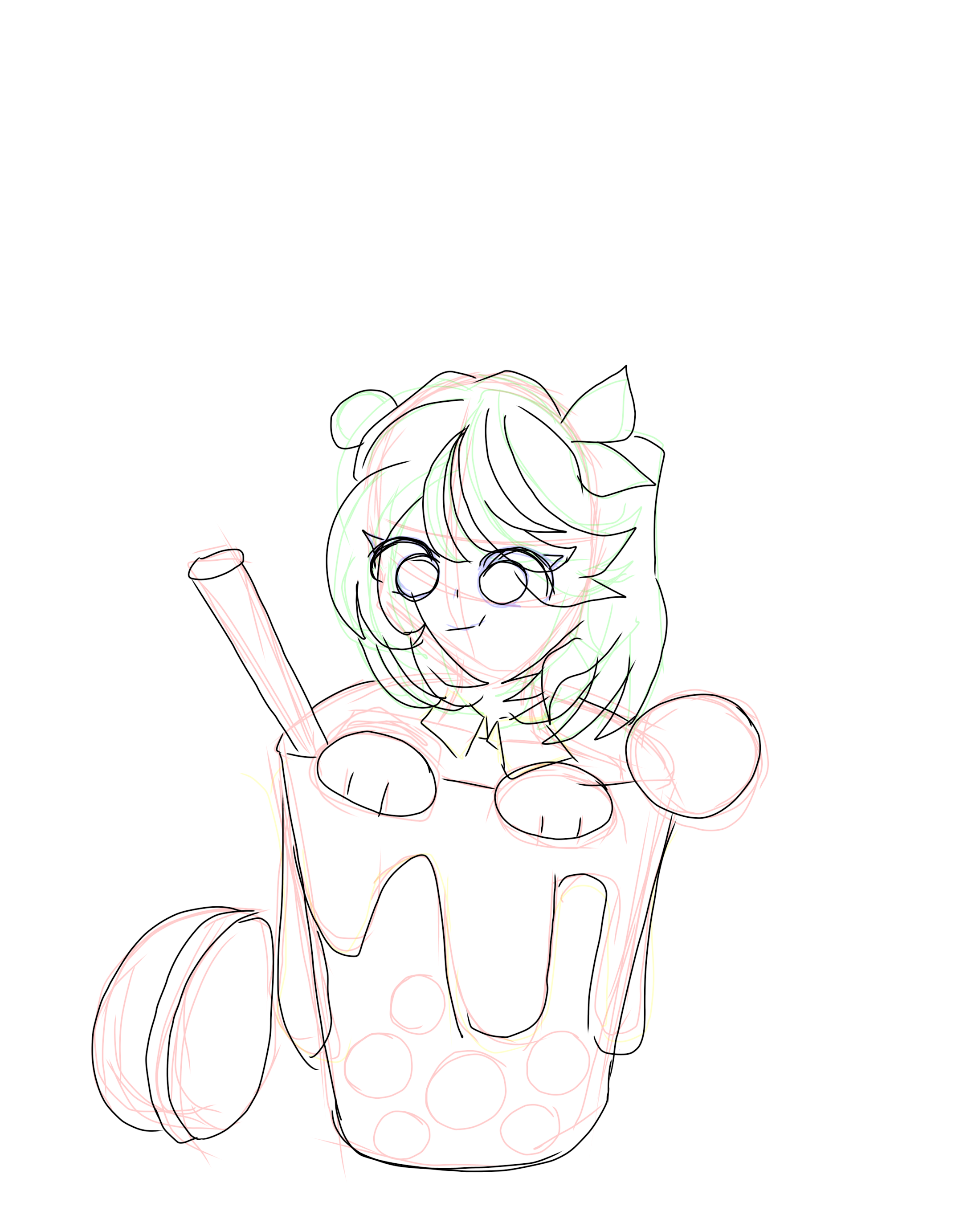 A girl and a boba tea (sketch) - ibisPaint