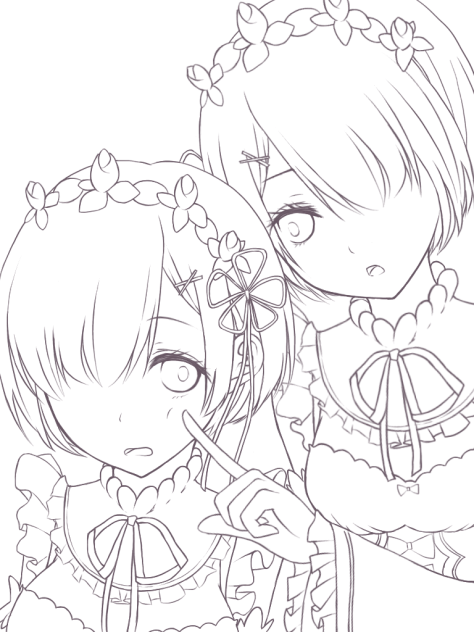 線画 レムラム Ibispaint