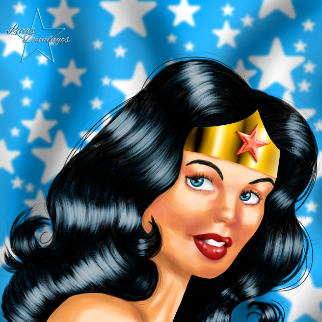 Desenho da Mulher Maravilha clássica.