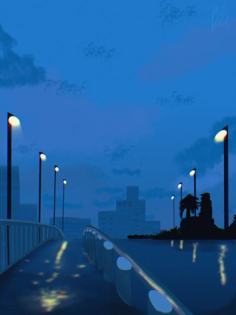 Blue cityscape