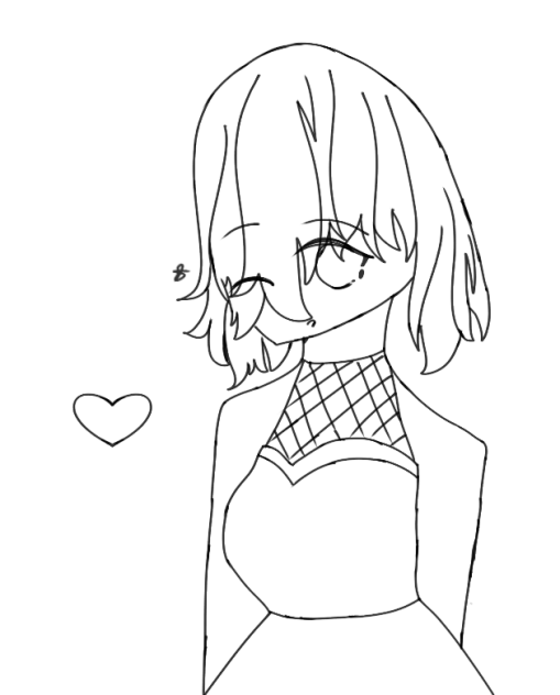 A lovely nice girl with a heart Lineart
