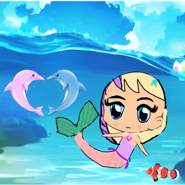 Kawaii Mermaid under the Sea