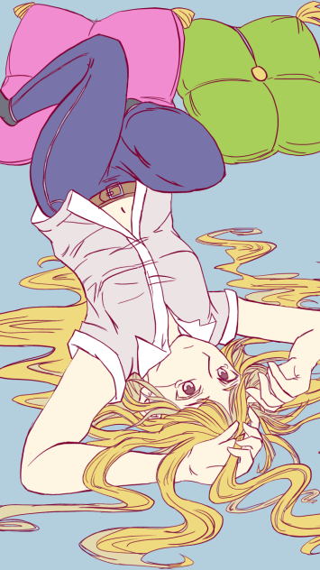 横になる女の子-色ぬり