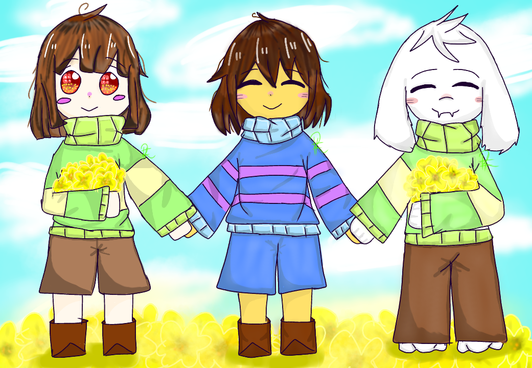 undertale chara, frisk and asriel - ibisPaint