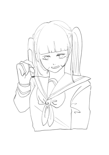 女の子　線画どうぞご自由にー