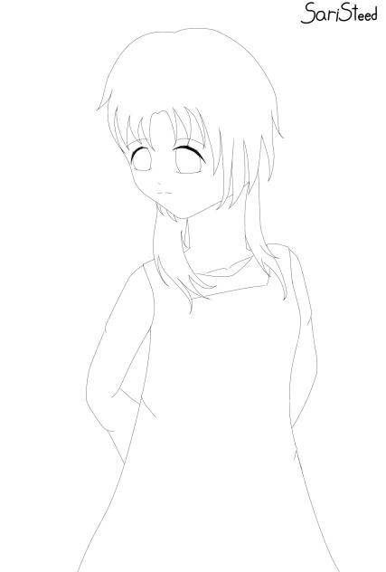 droopy eyed girl(lineart)