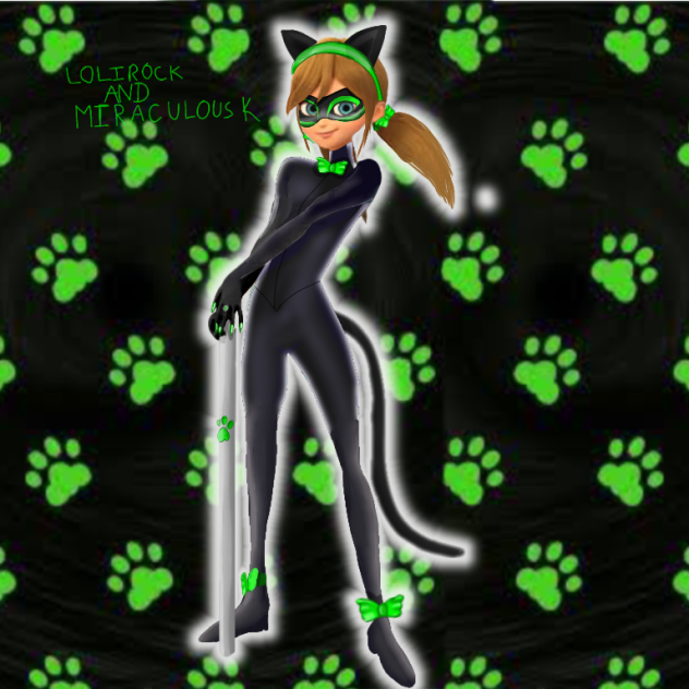 aurore with black cat miraculous💚