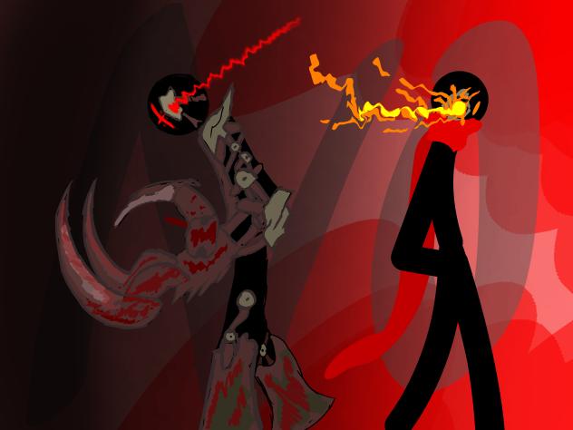 the reflection and flames