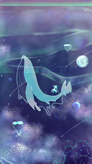 スマホの壁紙   くじらと少女
