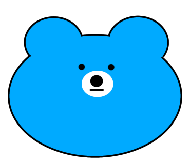 青色のクマのイラストを描きました(定規・楕円定規・描画ツール使用)