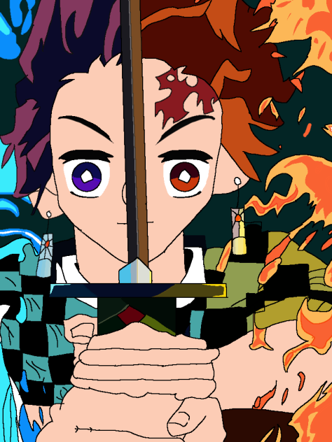 tanjiro water and fire breathing