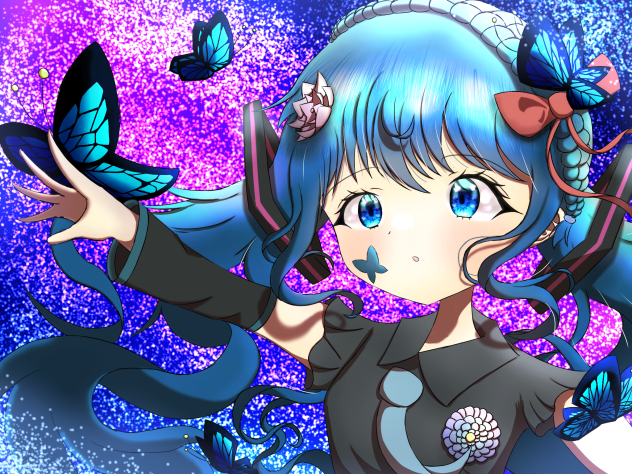 初音ミク×花×夜空