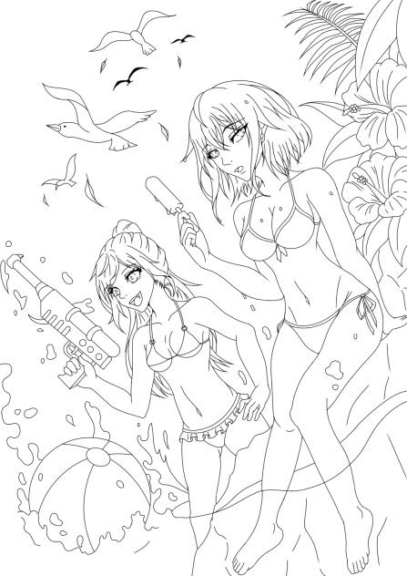 夏の海&水着の女の子