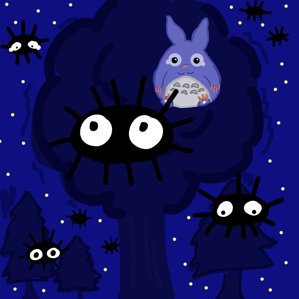 Totoro watches the soot sprites fly away - ibisPaint