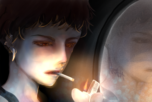 蜘蛛の巣を払う女