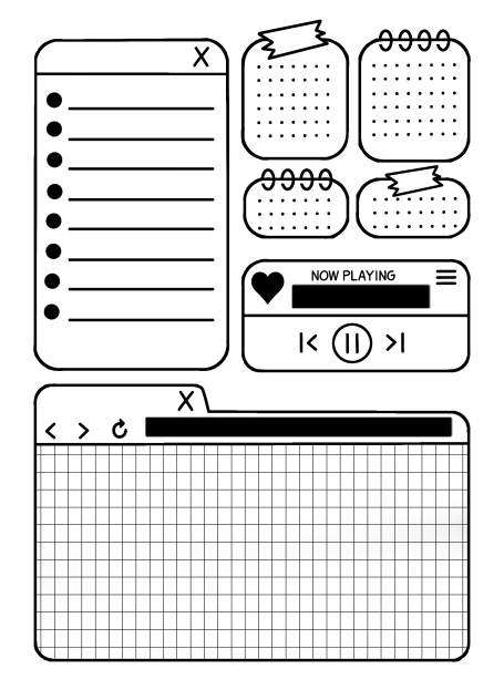 Cute Computer Windows Template B&W - ibisPaint