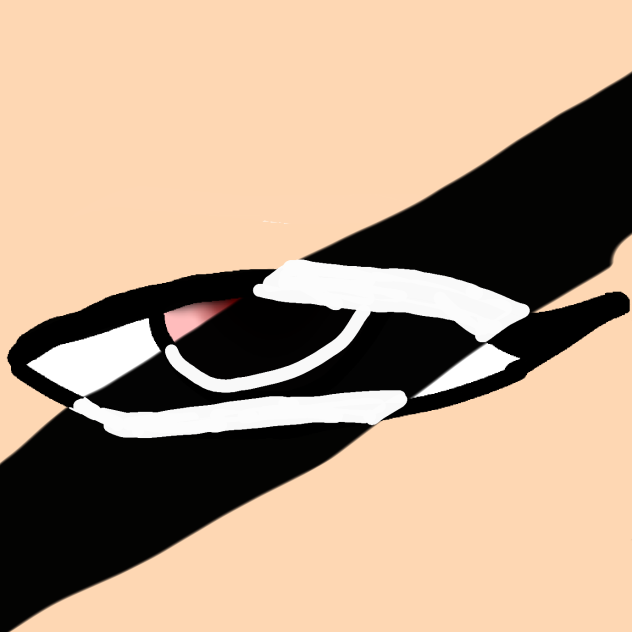 An eye with black streak in the middle.