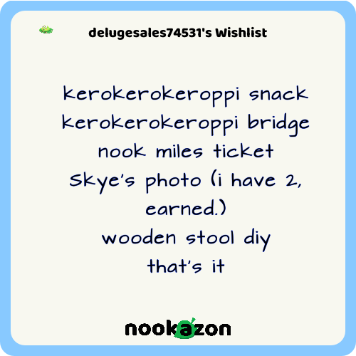 my wishlist (nookazon)