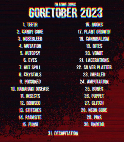 Goretober list (not mine)