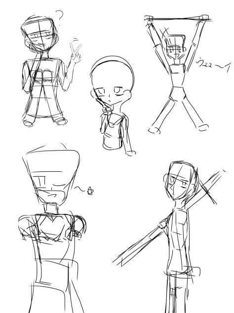 人体の構造もよくわからないやつの構図練習