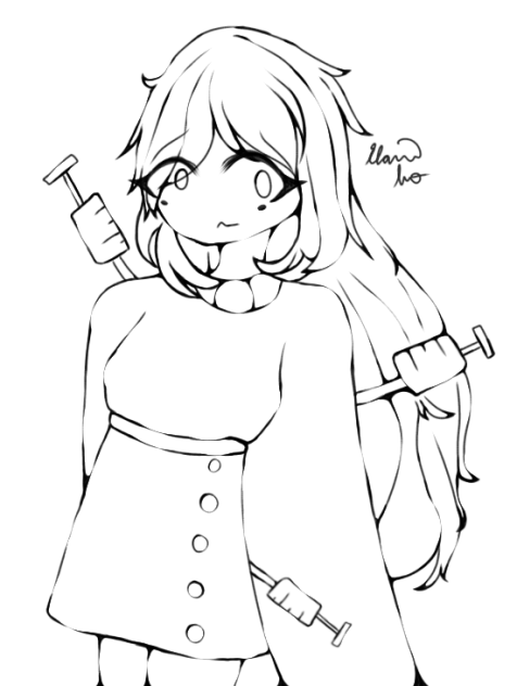 An Anxious Girl Lineart