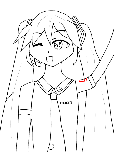 線画No.7　初音ミク