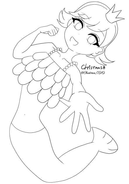 I’m mermaid girl 線画