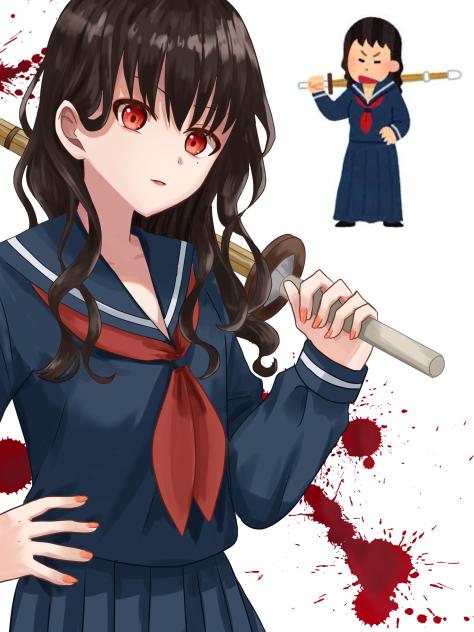 竹刀を持つ女子学生