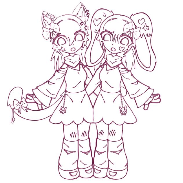 Cat & Bunny Besties Coloring page idk-
