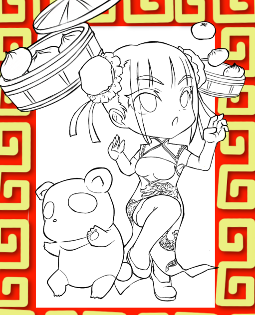 ちび功夫娘ぬり絵（coloring picture