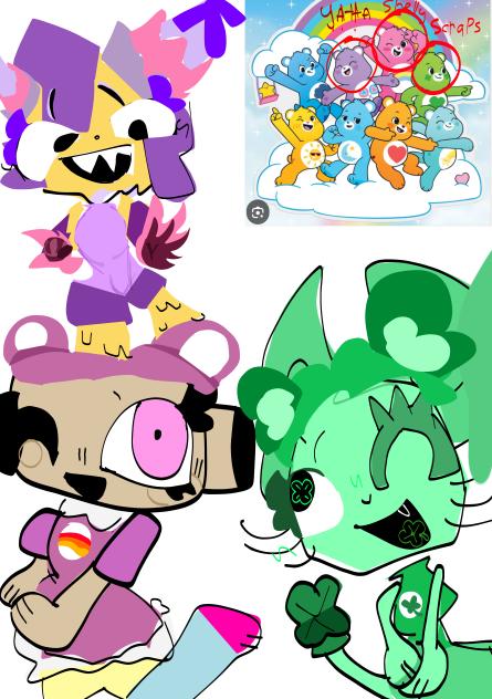 CARE BEARS + YATTA,SCRAPS AND SHELLY !
