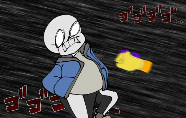 ひたすらにサンズがゴールドエクスペリエンスのラッシュを避ける映像