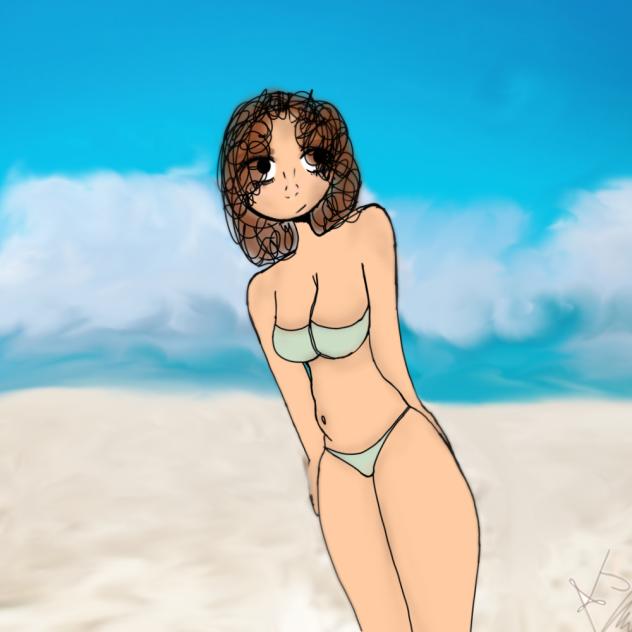 Pretty beach woman 💚🩵💙🖤💜❤️