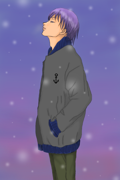 雪にたたずむ
