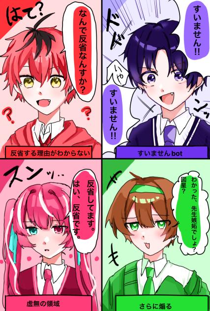 4人の問題児の反応集〜反省態度〜