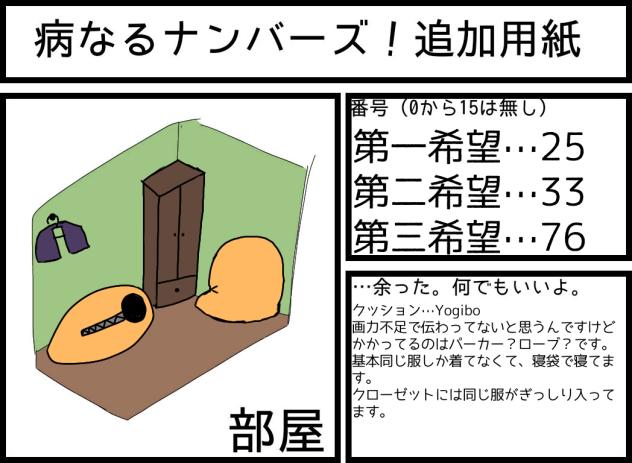病なるナンバーズ！追加用紙