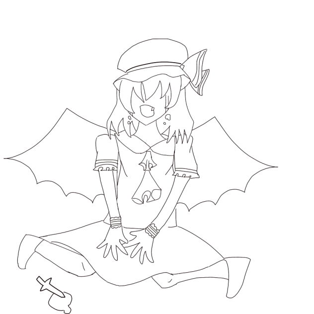 赤い悪魔は、泣き叫ぶ　線画　(再投稿)