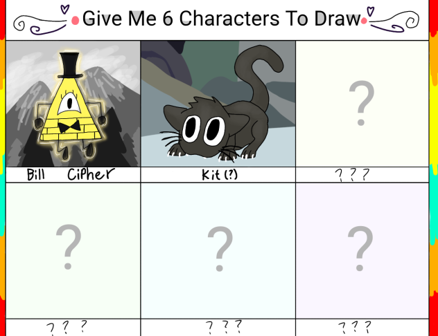 Give Me 6 Characters To Draw!