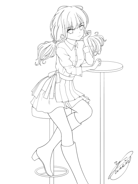 Meet my boyfriend at the café（線画）