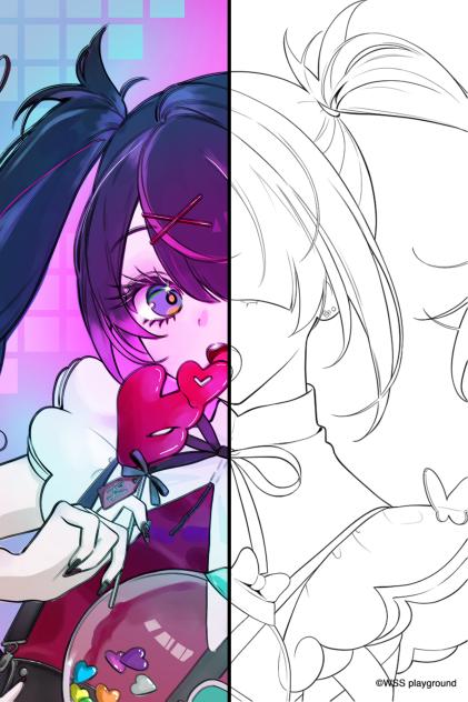 ~塗りマス・ピンク◊水色~半分