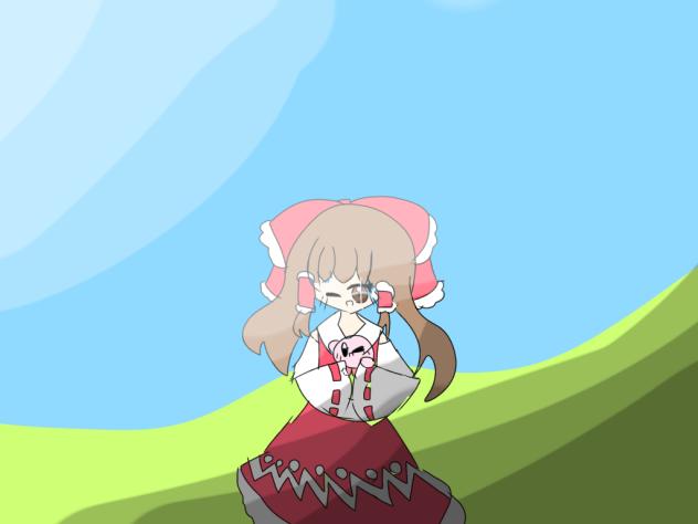 霊夢とカービィ描いてみたぁーよーー♪