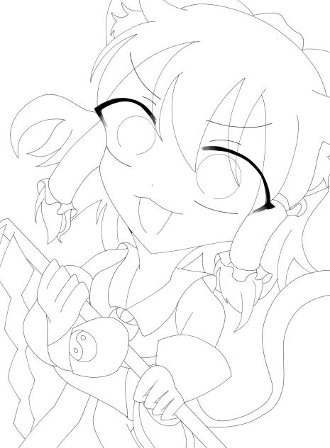 ねこ巫女れいむ　線画！