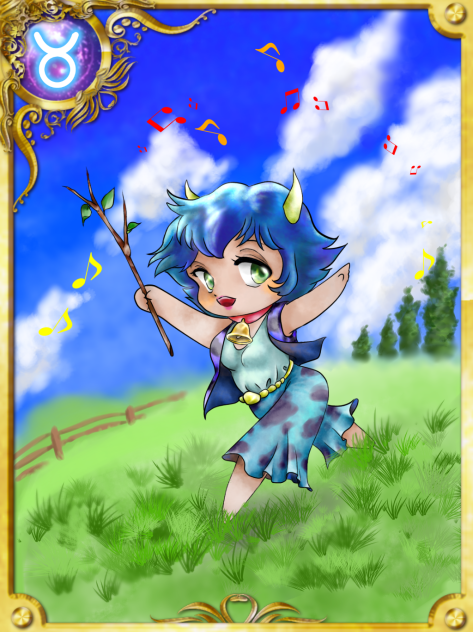 シリーズ１２星座 おうし座をカード風にしてみた。