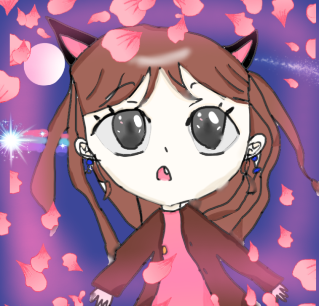 夜桜　流れ星