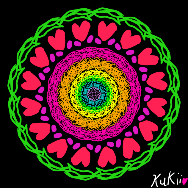 Rainbow Heart mandala - ibisPaint