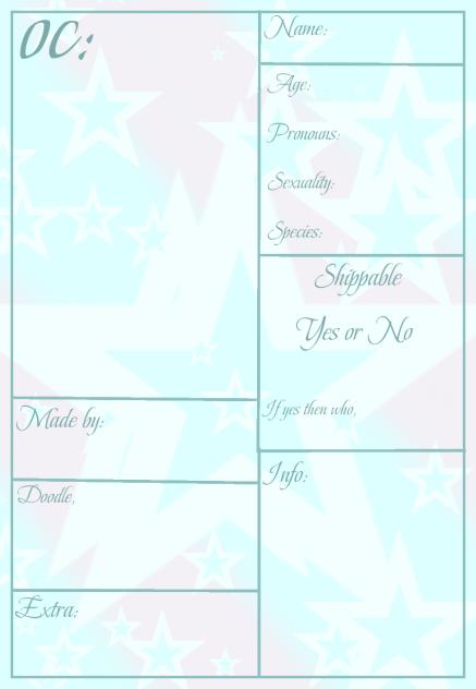 The wholesome house, character sheets