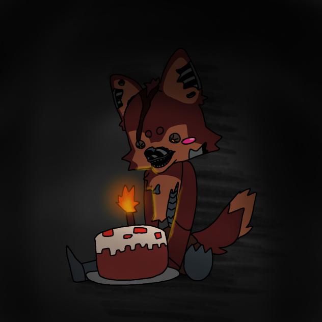 Nightmare Foxy, and a birthday cake